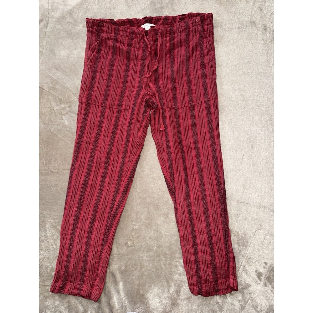 Sundance Women's Shobu Striped Pants Red Black Drawstring Side Pocket Size Small